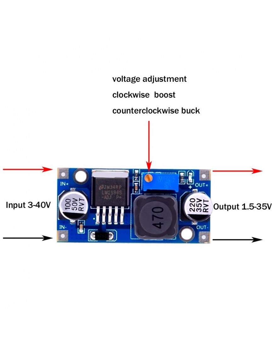 Karazzo Eboot 5 Pack LM2596 DC to DC Buck Converter 3.0-40V to 1.5-35V Power Supply Step Down Module 